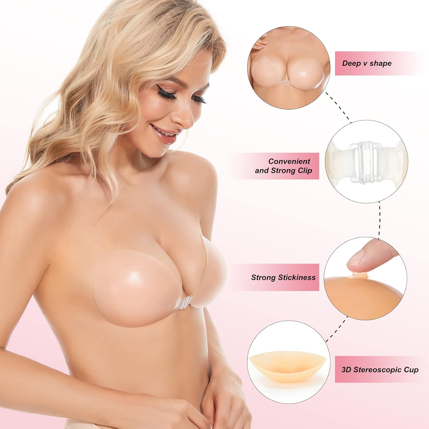 Silicone Bra Adhesive - Reggiseno Adesivo Push-Up Invisibile in Silicone